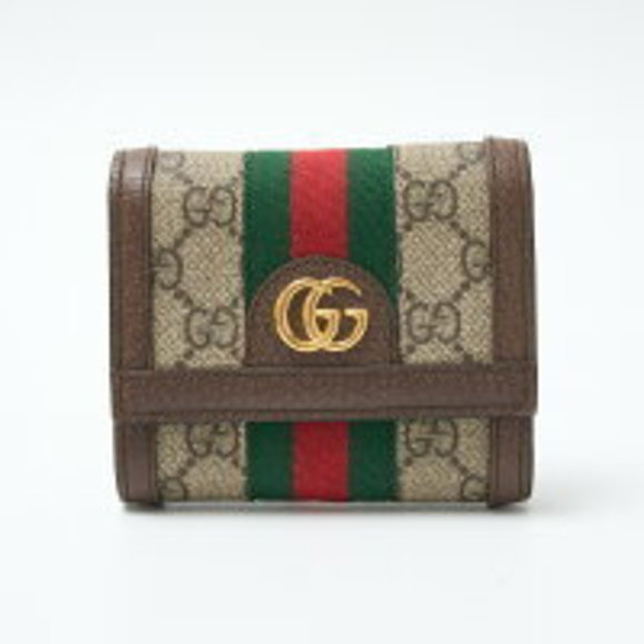Gucci Stripe Wallet Ophidia Beige Tri Supreme Web GG Leather - Picture 1 of 7
